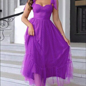 Magenta Dot Mesh Dress